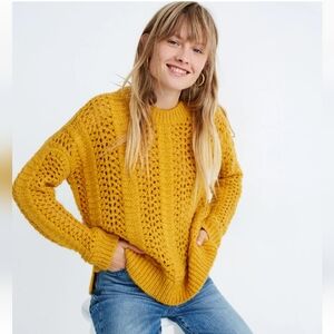 Madewell Windemere Pointelle Wool Alpaca Open Knit Sweater Size S Oversized